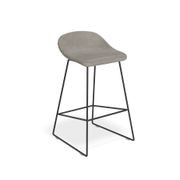 Pop Stool with Black Frame and Upholstered Vintage Grey Seat gallery detail image
