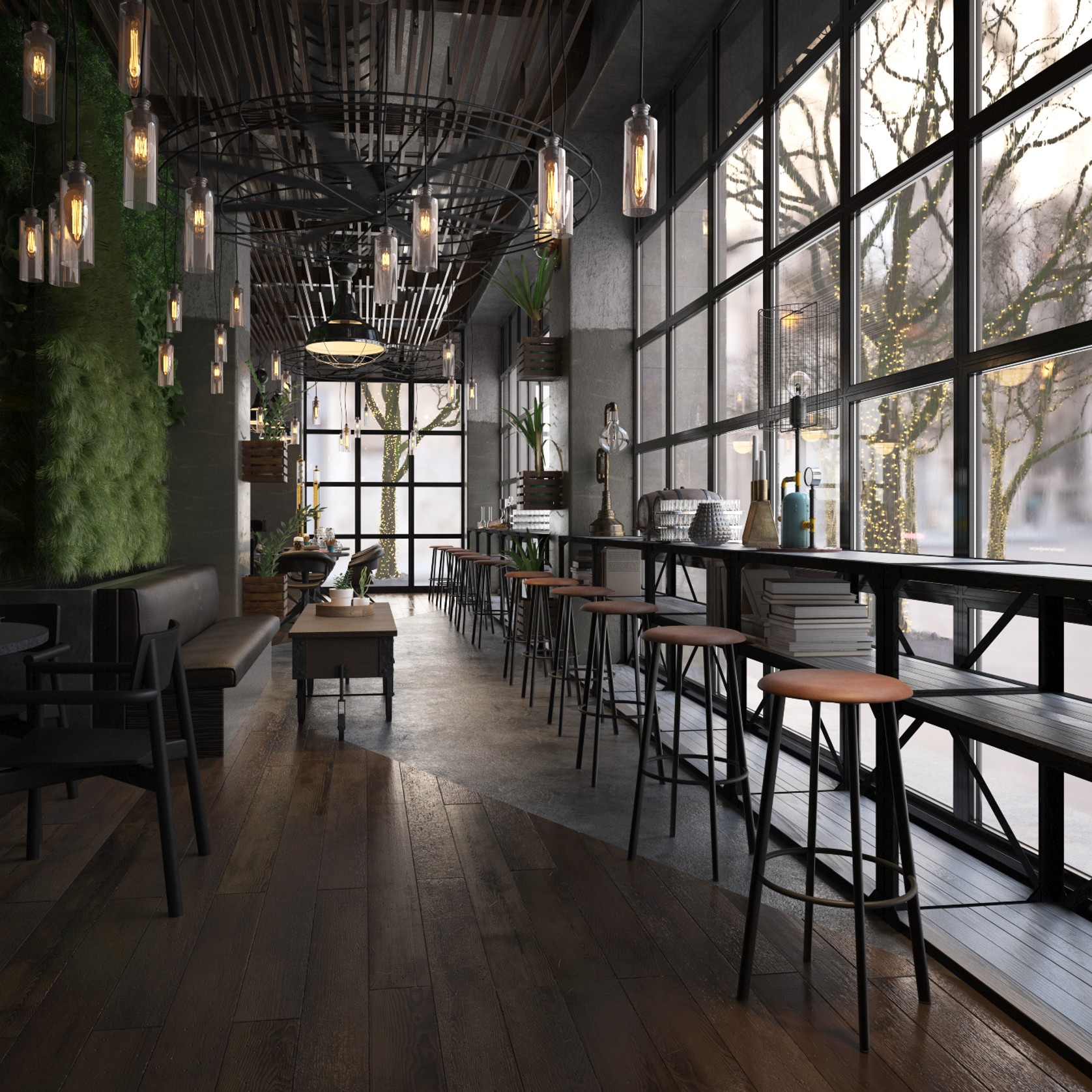 Atlas Bar Stool - Black with PU Pad Option gallery detail image