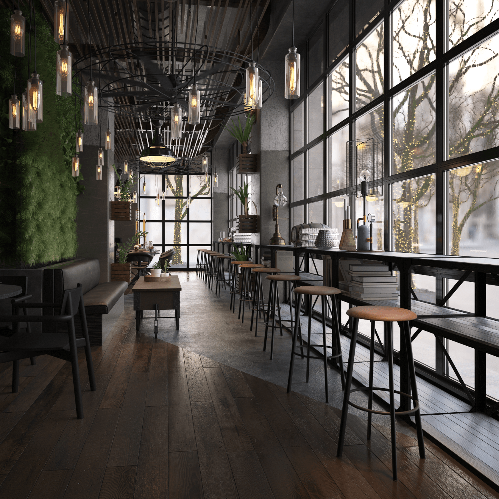 Atlas Bar Stool - Black with PU Pad Option gallery detail image