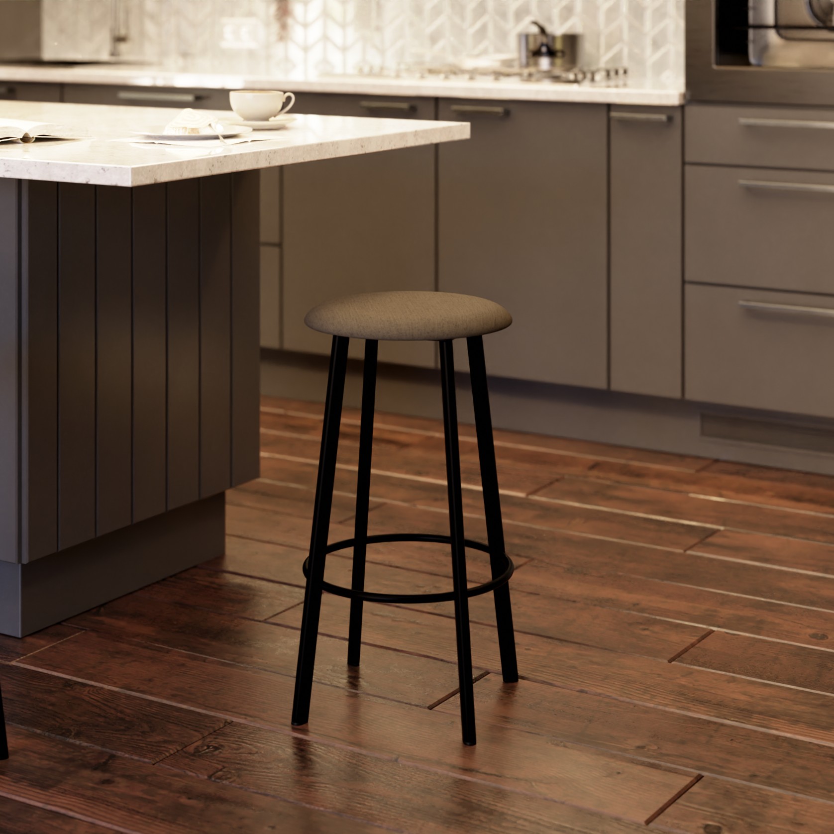 Atlas Bar Stool - Black with Fabric Pad Options gallery detail image
