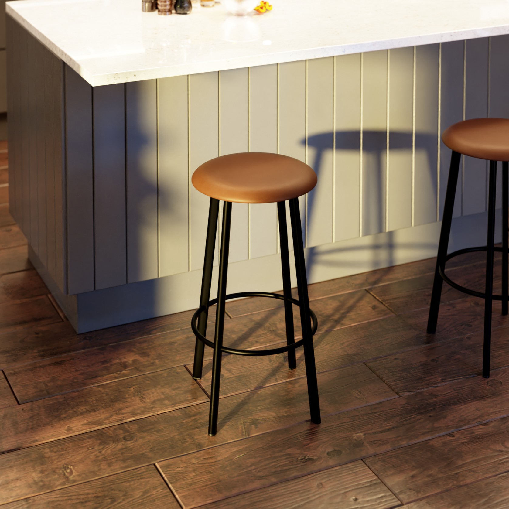 Atlas Bar Stool - Black with PU Pad Option gallery detail image