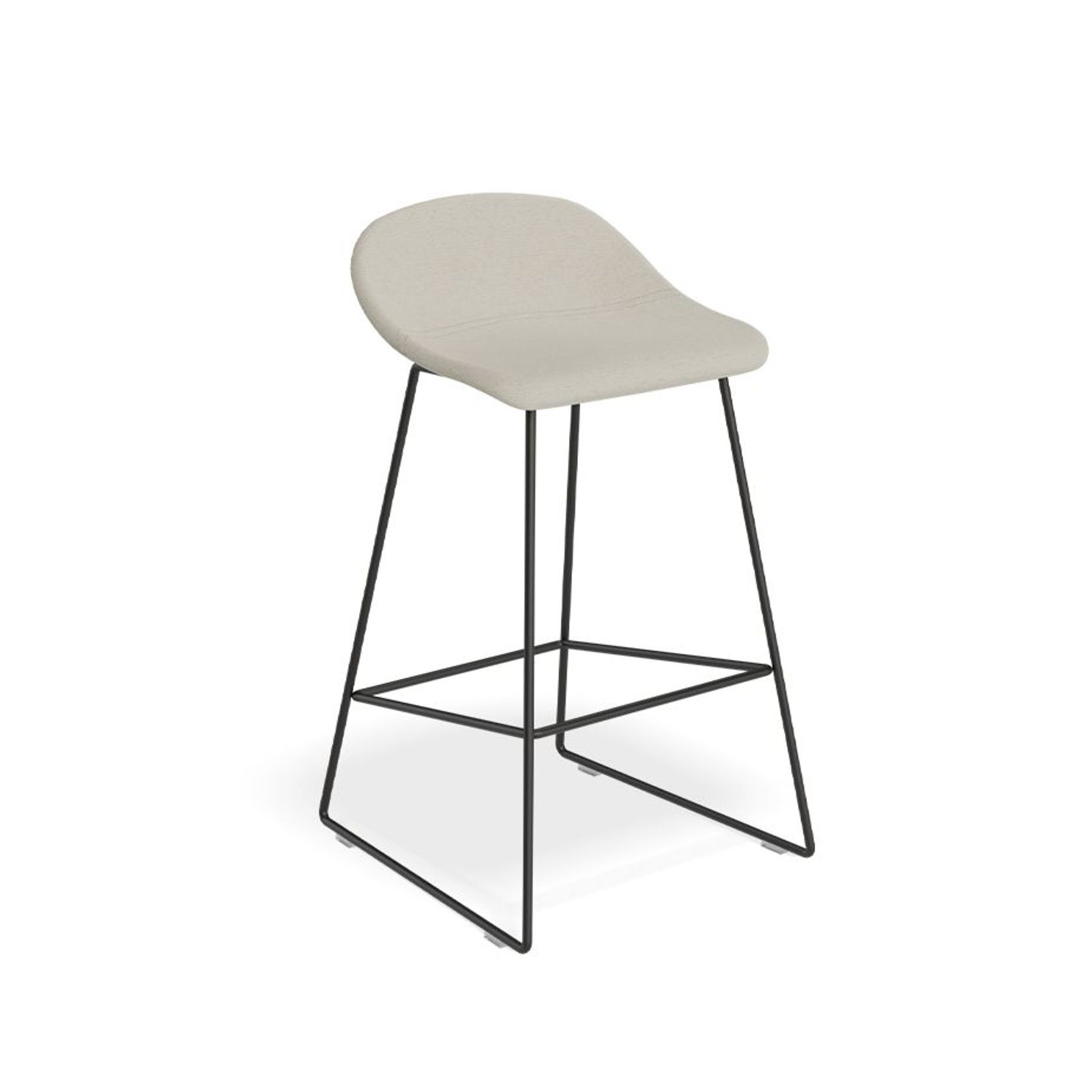 Pop Stool with Black Frame and Fabric Light Grey Seat gallery detail image