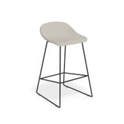 Pop Stool with Black Frame and Fabric Light Grey Seat gallery detail image