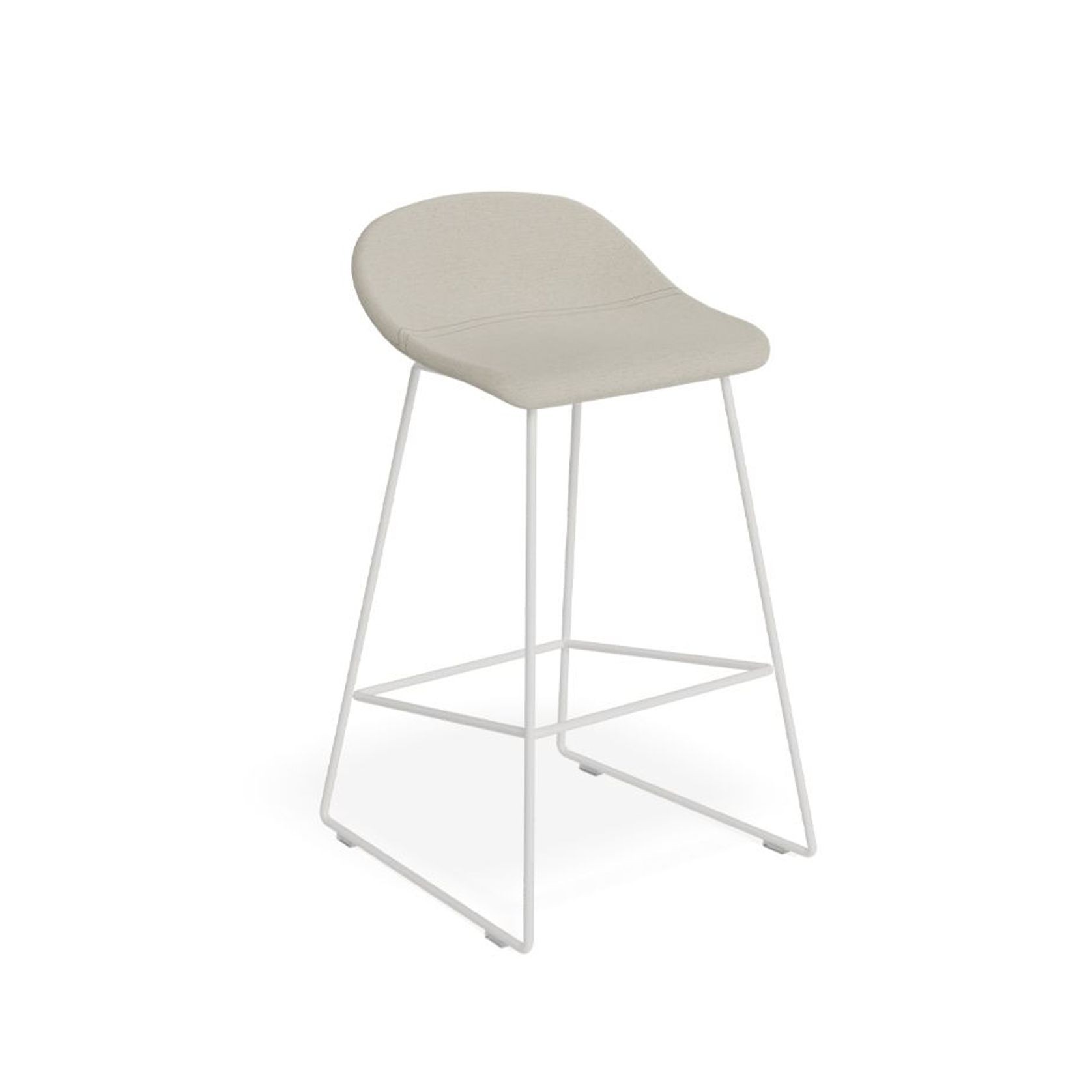 Pop Stool with White Frame and Light Grey Fabric Seat gallery detail image