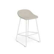 Pop Stool with White Frame and Light Grey Fabric Seat gallery detail image