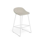 Pop Stool with White Frame and Light Grey Fabric Seat gallery detail image