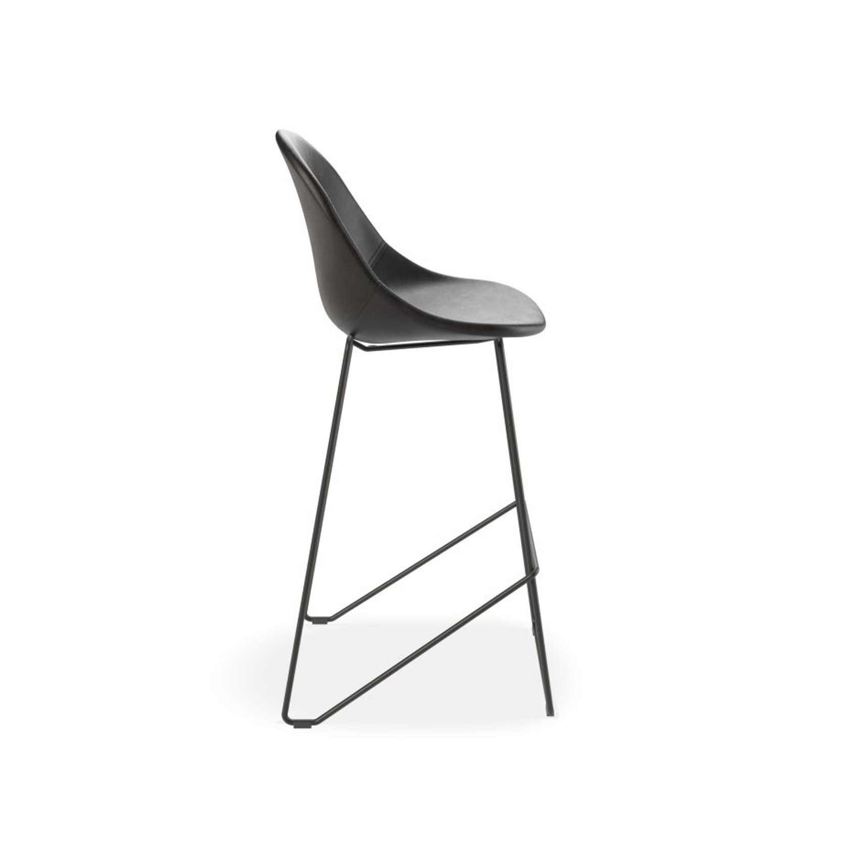 Pebble Stool Black Upholstered Vintage Seat gallery detail image