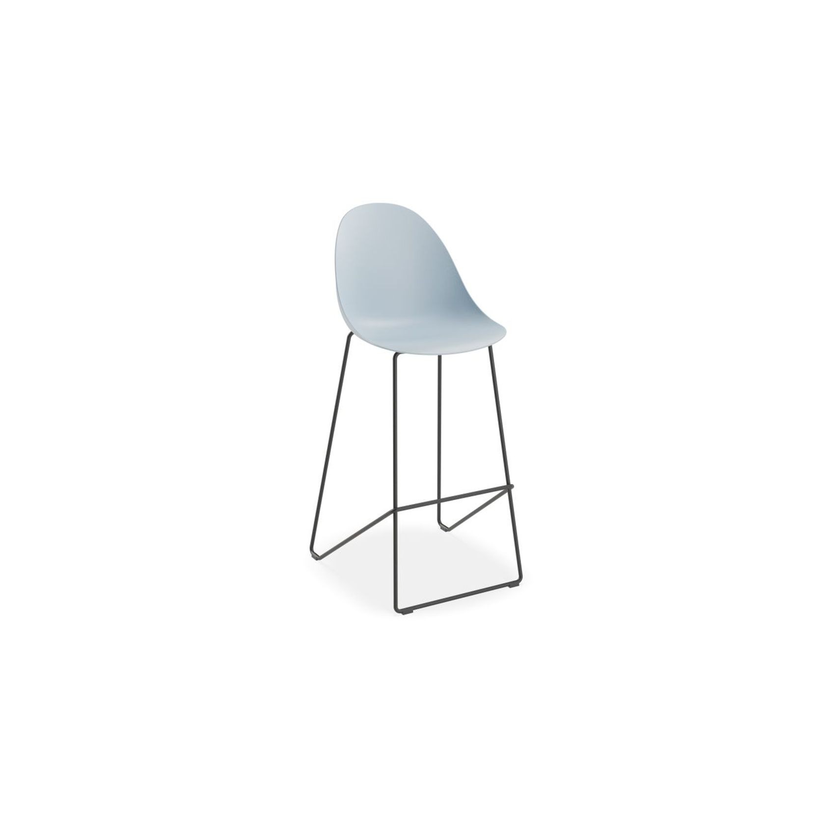 Pebble Blue Stool Shell Seat - Bar Stool 75cm Seat - White Base gallery detail image