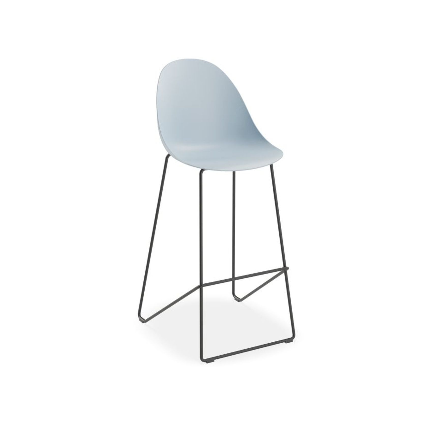 Pebble Blue Stool Shell Seat - Bar Stool 75cm Seat - White Base gallery detail image