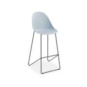 Pebble Blue Stool Shell Seat - Bar Stool 75cm Seat - White Base gallery detail image