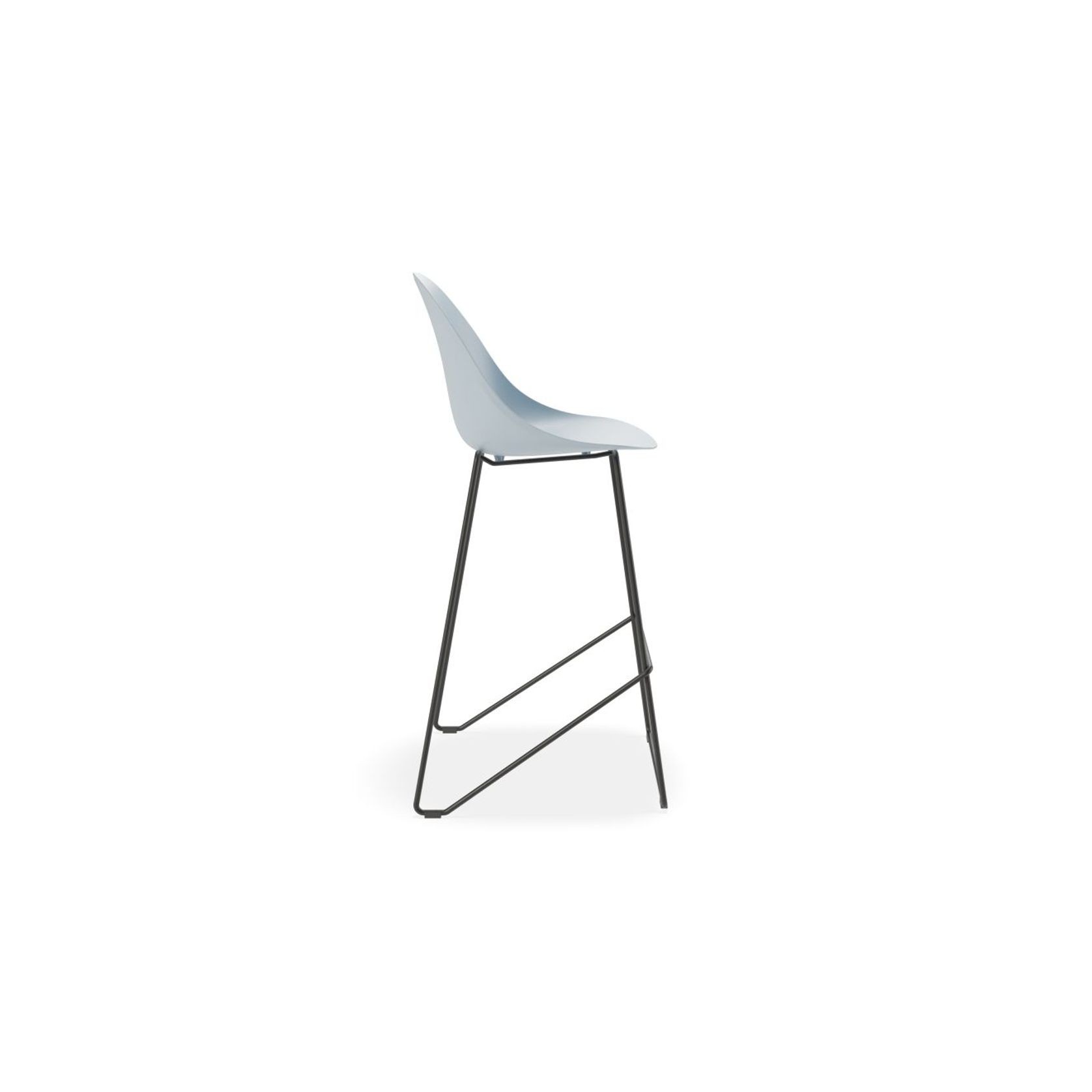 Pebble Blue Stool Shell Seat - Bar Stool 75cm Seat - Black Base gallery detail image