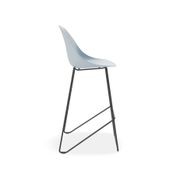 Pebble Blue Stool Shell Seat - Bar Stool 75cm Seat - Black Base gallery detail image