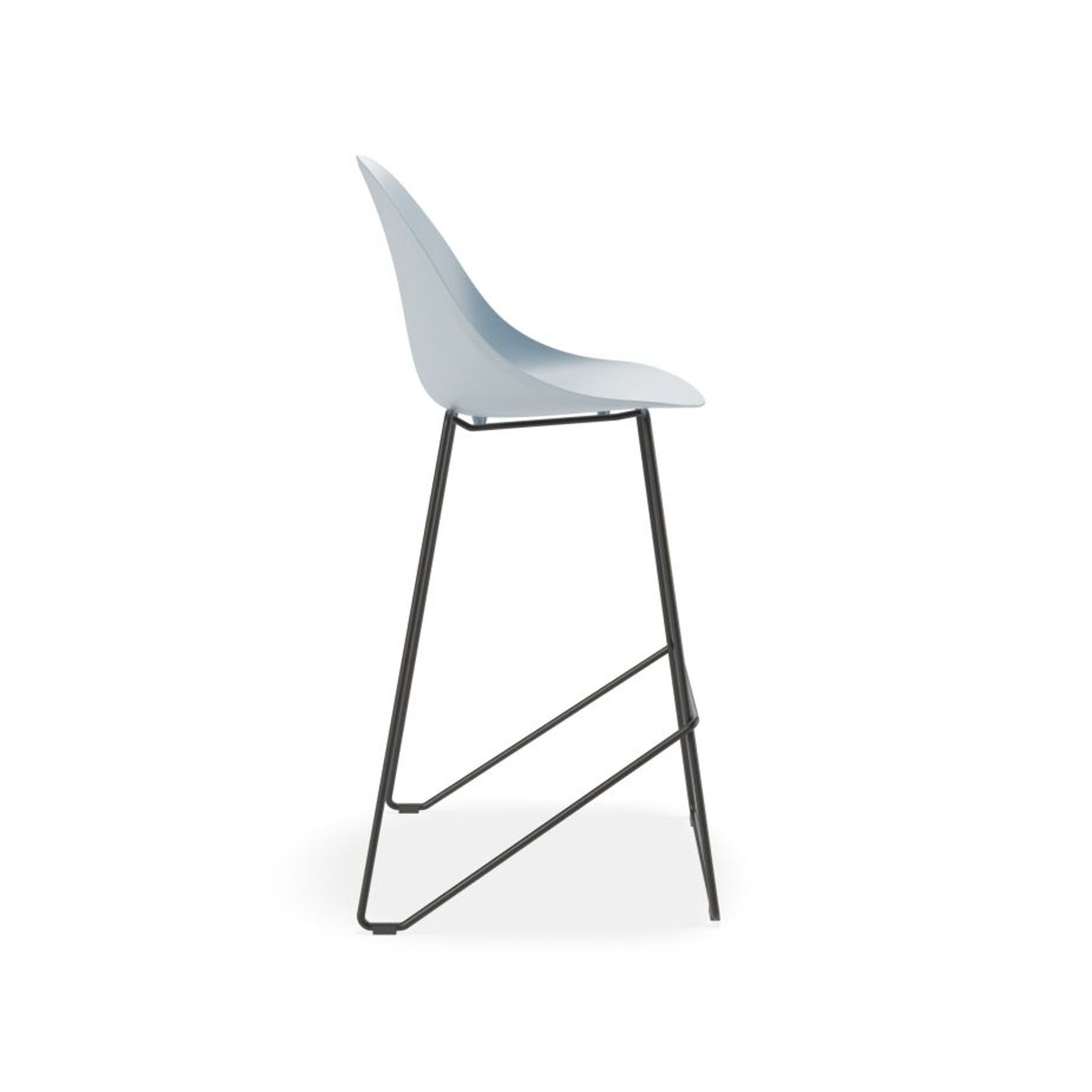 Pebble Blue Stool Shell Seat - Bar Stool 75cm Seat - White Base gallery detail image
