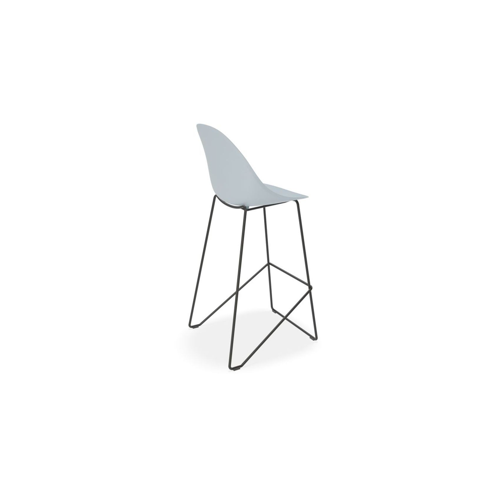 Pebble Blue Stool Shell Seat - Bar Stool 75cm Seat - White Base gallery detail image