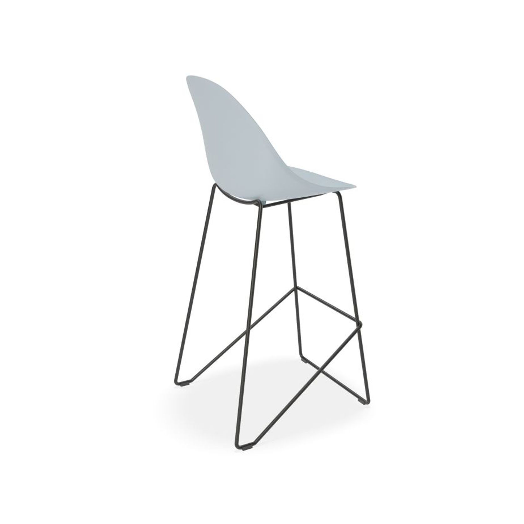 Pebble Blue Stool Shell Seat - Bar Stool 75cm Seat - White Base gallery detail image