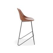 Pebble Stool Brown Upholstered Vintage Seat  - Counter Stool 65cm Seat - Black Base gallery detail image