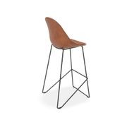 Pebble Stool Brown Upholstered Vintage Seat  - Counter Stool 65cm Seat - White Base gallery detail image