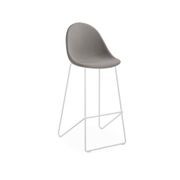 Pebble Fabric Grey Upholstered Stool - Counter Stool 65cm Seat Height - White Base gallery detail image