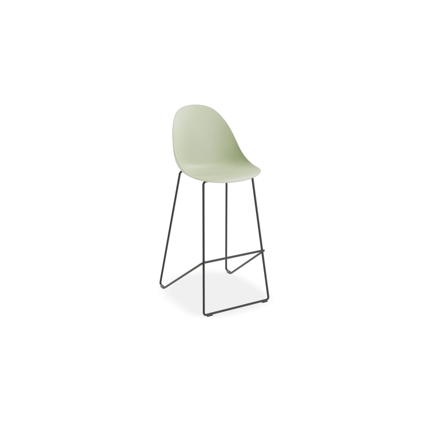 Pebble Mint Green Stool Shell Seat - Bar Stool 75cm Seat - Black Base gallery detail image