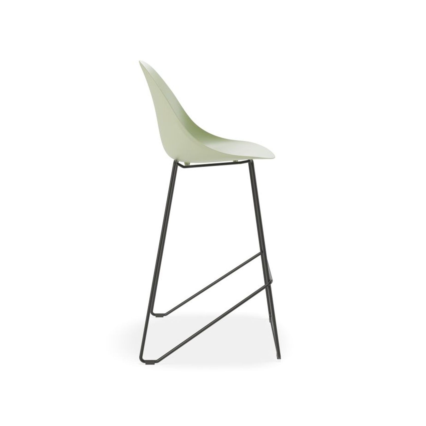 Pebble Mint Green Stool Shell Seat - Bar Stool 75cm Seat - White Base gallery detail image