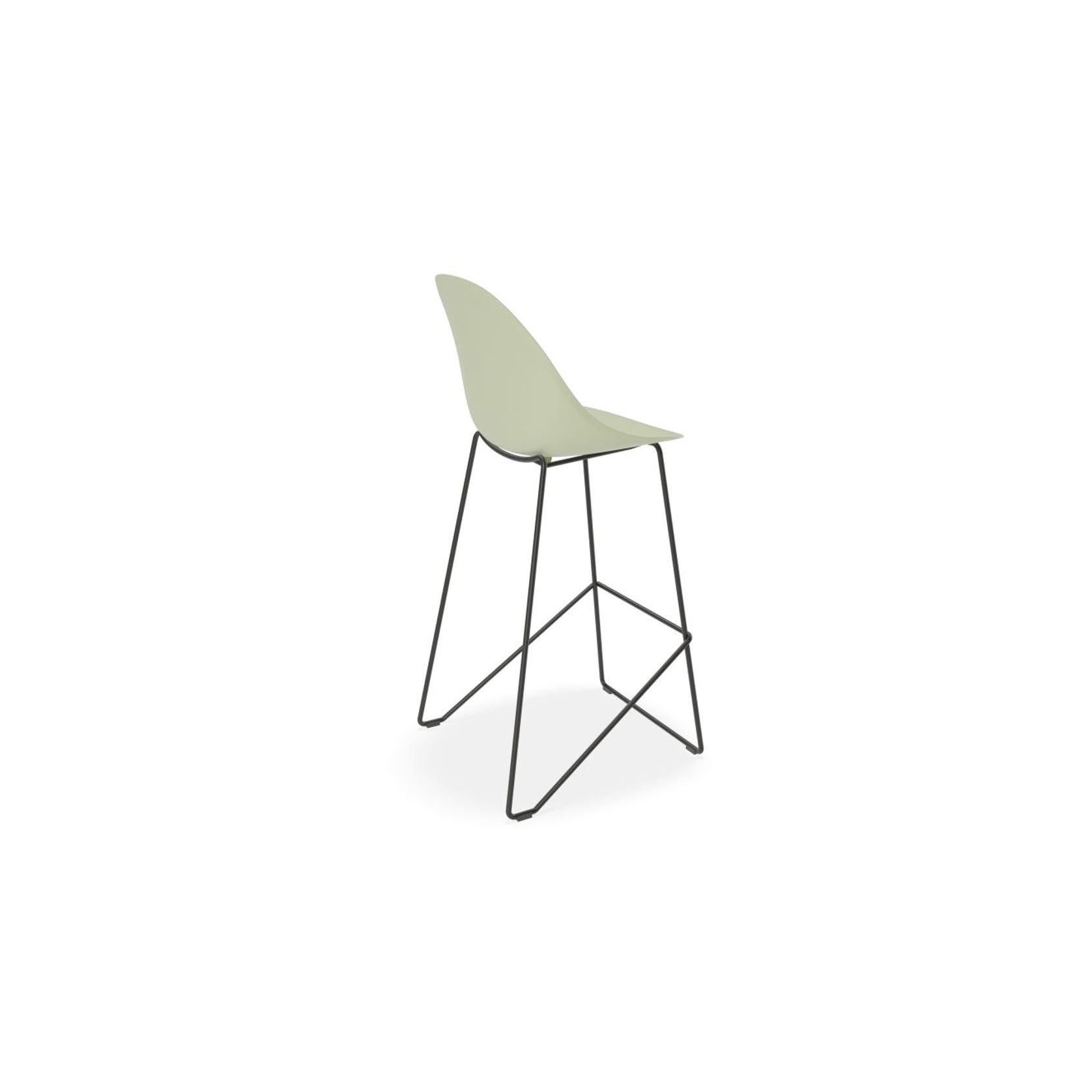 Pebble Mint Green Stool Shell Seat - Bar Stool 75cm Seat - Black Base gallery detail image