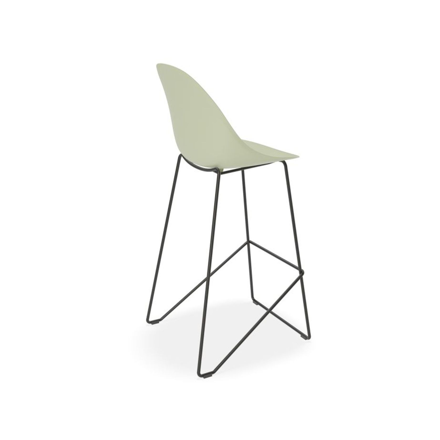 Pebble Mint Green Stool Shell Seat - Bar Stool 75cm Seat - Black Base gallery detail image