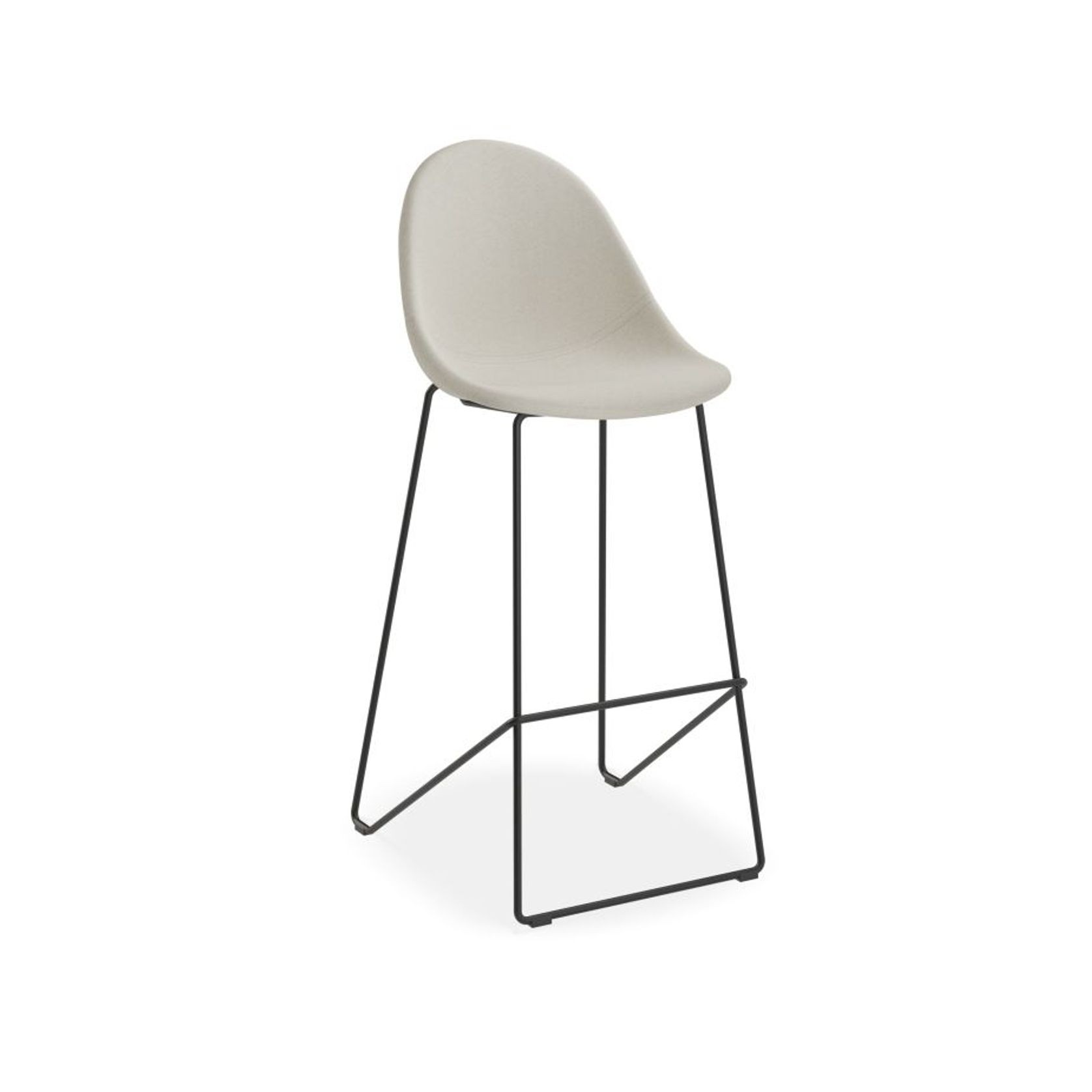Pebble Fabric Light Grey Upholstered Stool - Counter Stool 65cm Seat - Black Frame gallery detail image