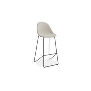 Pebble Fabric Light Grey Upholstered Stool - Counter Stool 65cm Seat - Black Frame gallery detail image