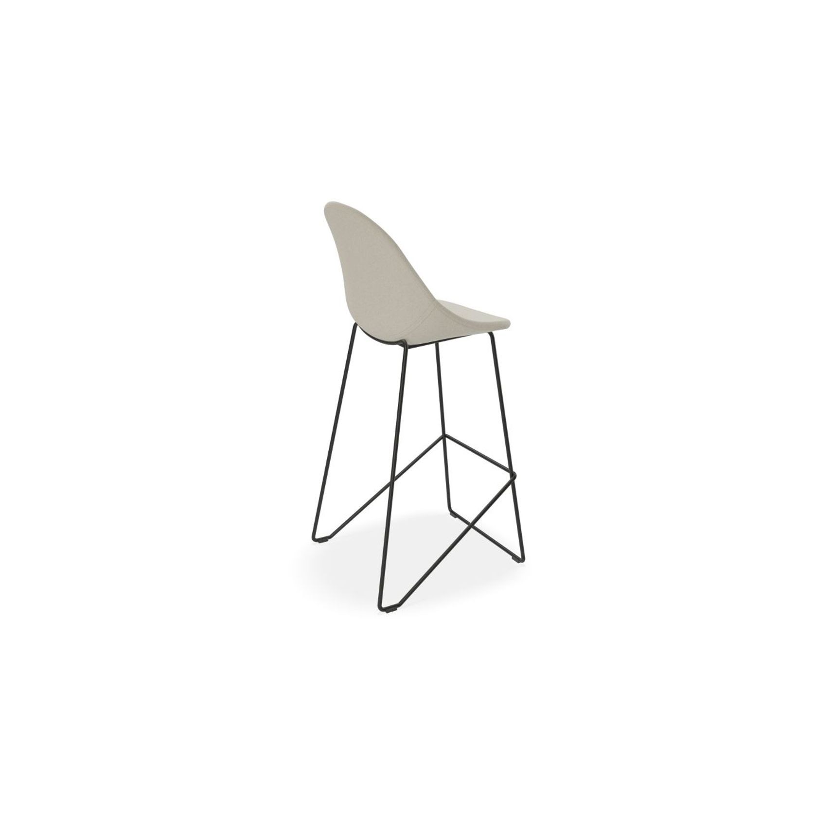 Pebble Fabric Light Grey Upholstered Stool - Bar Stool 75cm Seat - Black Frame gallery detail image