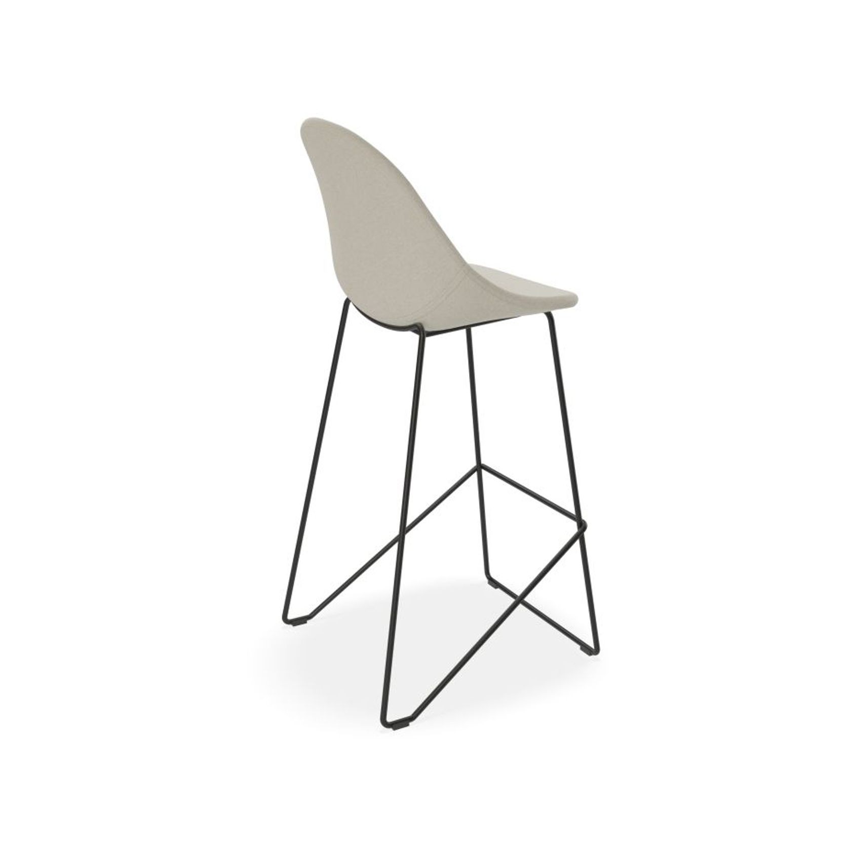 Pebble Fabric Light Grey Upholstered Stool - Counter Stool 65cm Seat - White Frame gallery detail image