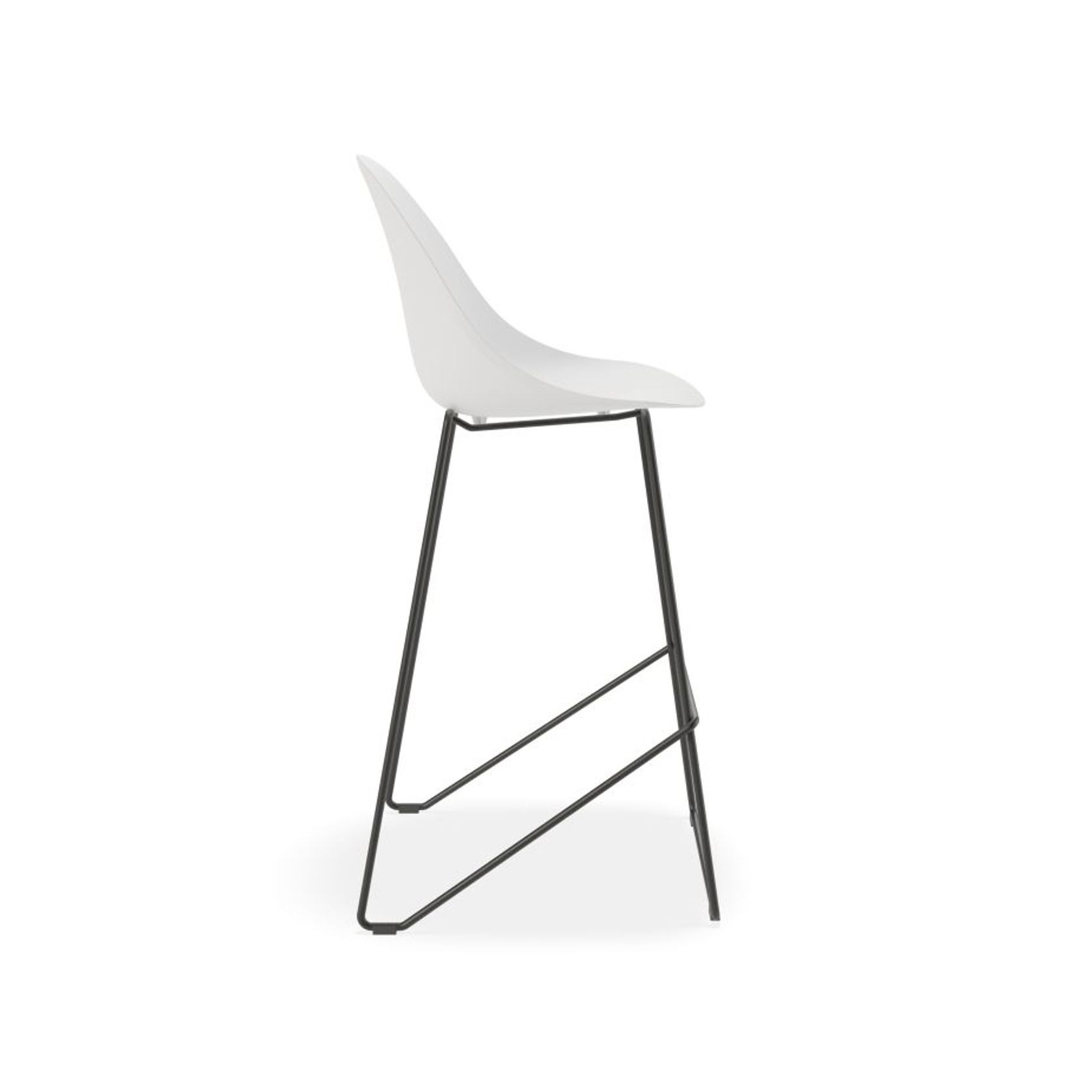 Pebble White Stool Shell Seat - Counter Stool 65cm Seat Height - White Frame gallery detail image