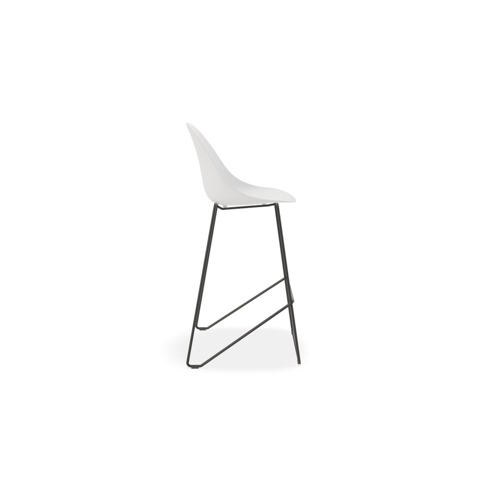 Pebble White Stool Shell Seat - Counter Stool 65cm Seat Height - Black Frame gallery detail image
