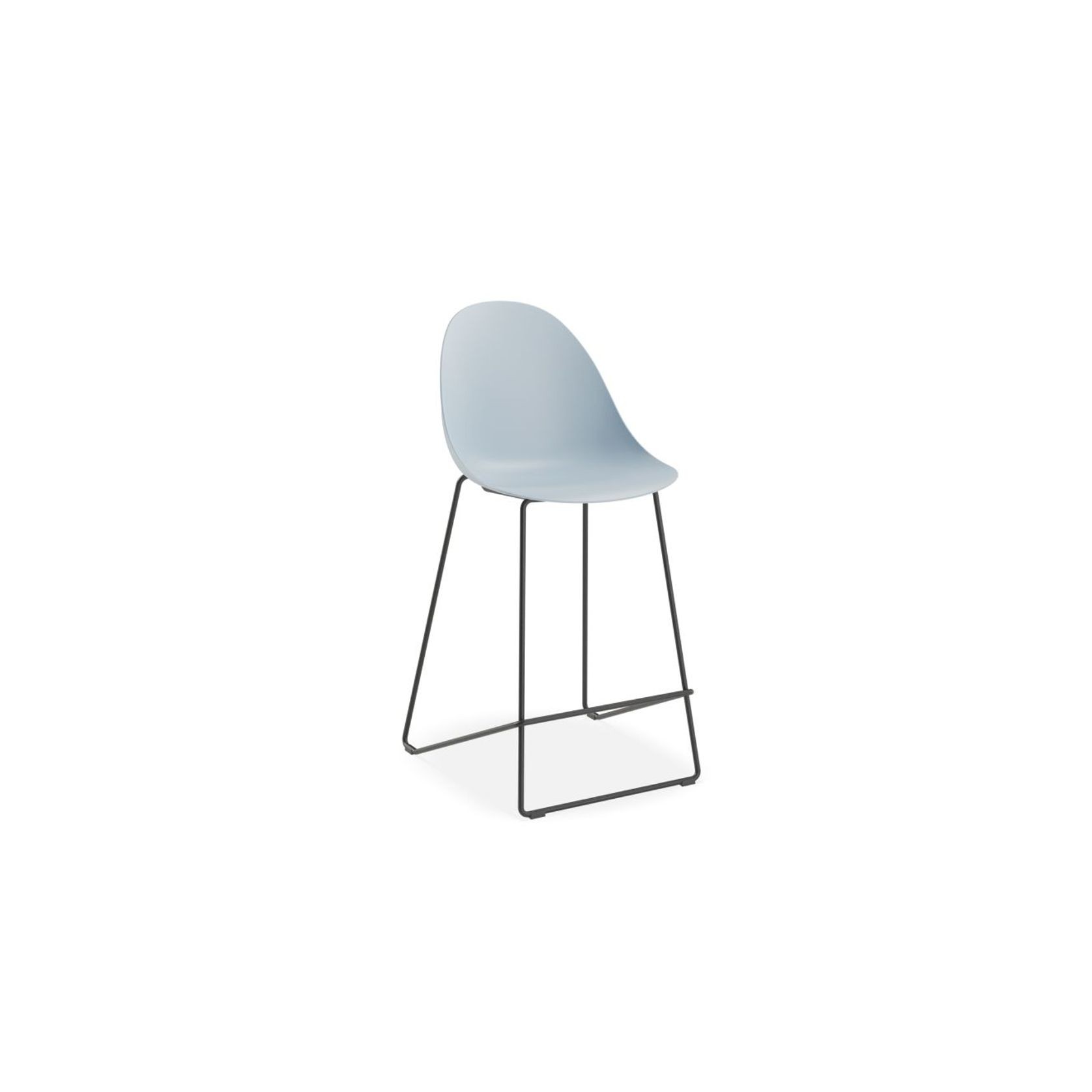Pebble Blue Stool Shell Seat - Counter Stool 65cm Seat - White Base gallery detail image