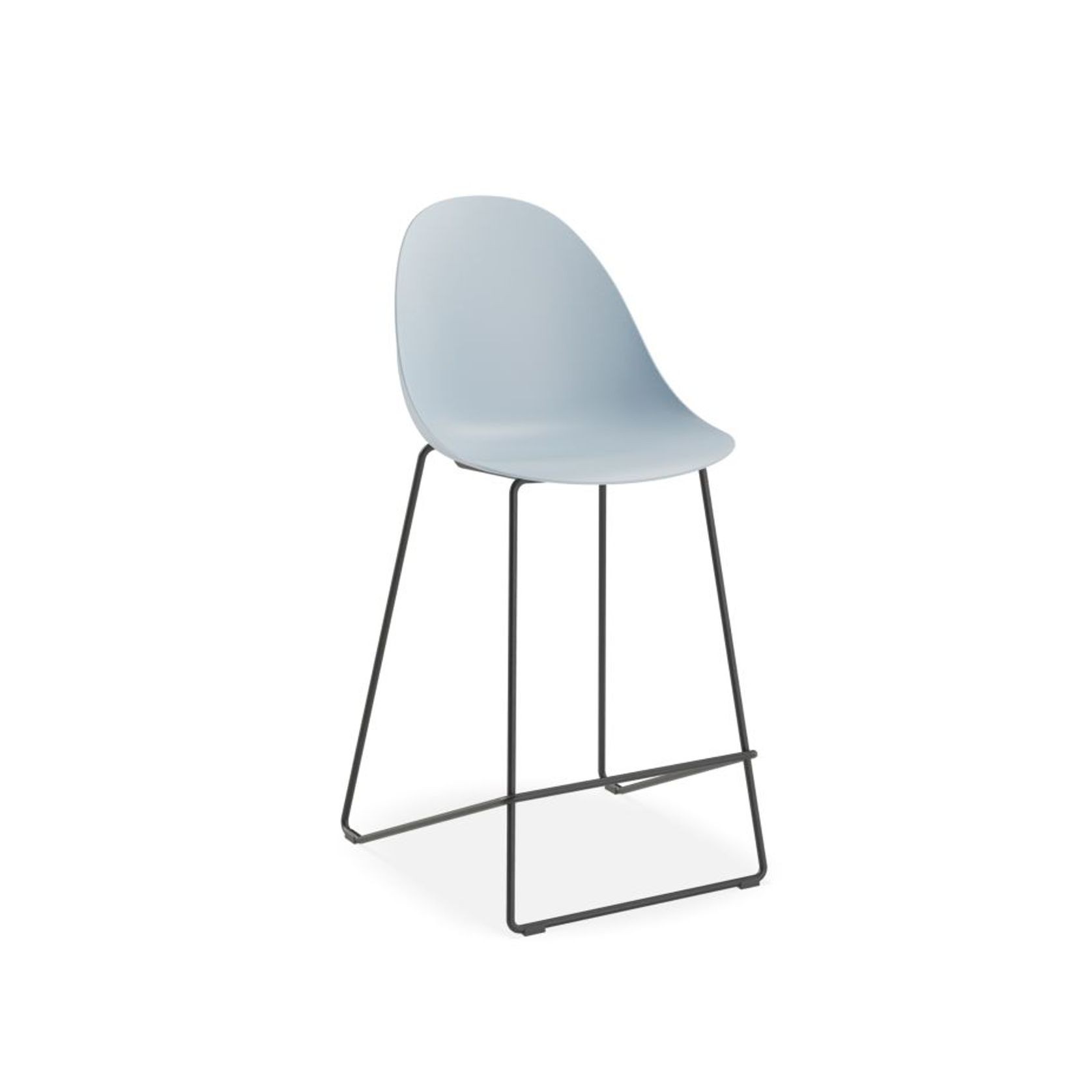 Pebble Blue Stool Shell Seat - Counter Stool 65cm Seat - White Base gallery detail image