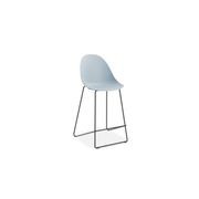 Pebble Blue Stool Shell Seat - Counter Stool 65cm Seat - Black Base gallery detail image