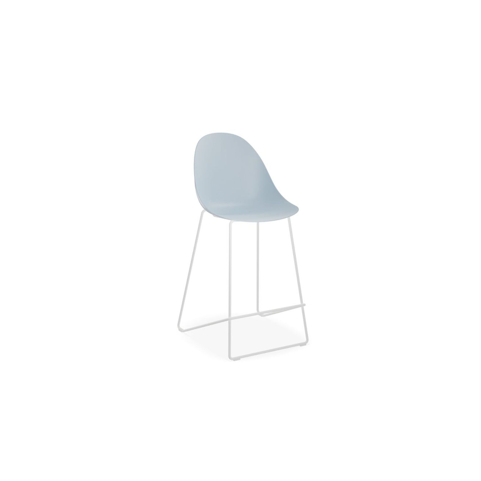 Pebble Blue Stool Shell Seat - Bar Stool 75cm Seat - White Base gallery detail image