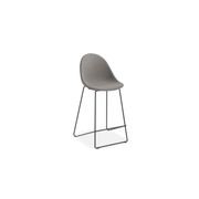 Pebble Fabric Grey Upholstered Stool - Counter Stool 65cm Seat Height - Black Base gallery detail image