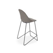 Pebble Fabric Grey Upholstered Stool - Counter Stool 65cm Seat Height - White Base gallery detail image