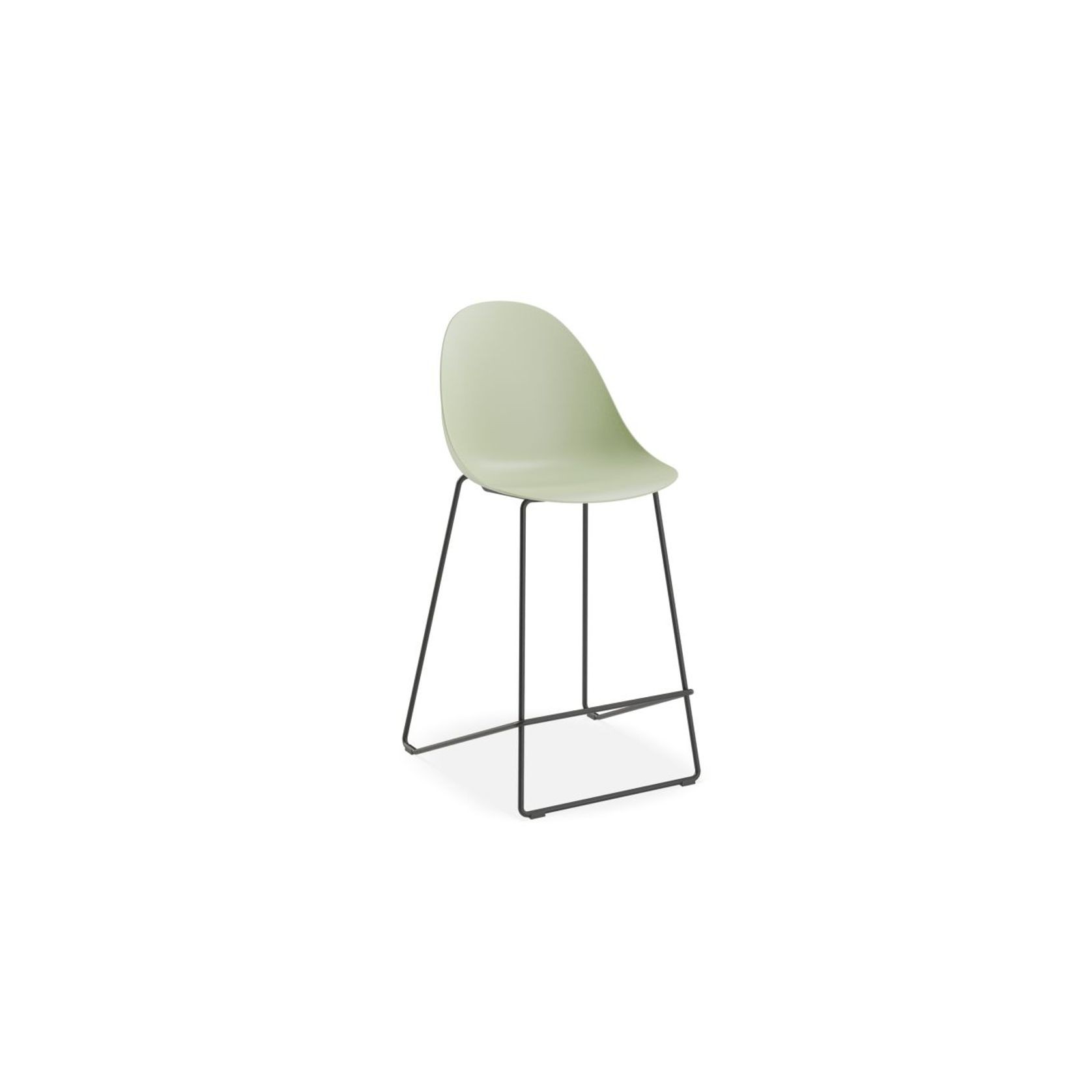 Pebble Mint Green Stool Shell Seat - Counter Stool 65cm Seat - Black Base gallery detail image