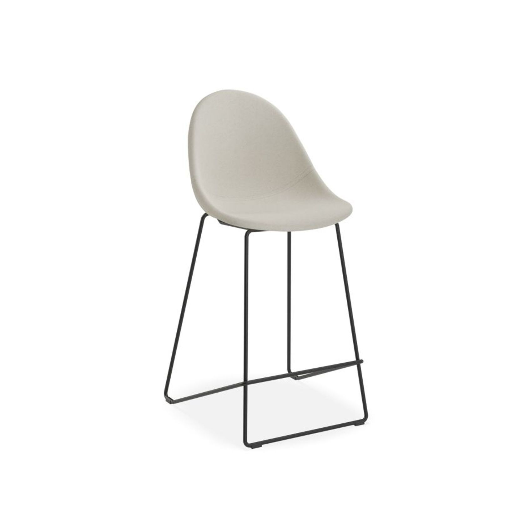 Pebble Fabric Light Grey Upholstered Stool - Bar Stool 75cm Seat - White Frame gallery detail image