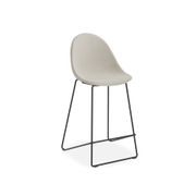 Pebble Fabric Light Grey Upholstered Stool - Bar Stool 75cm Seat - White Frame gallery detail image