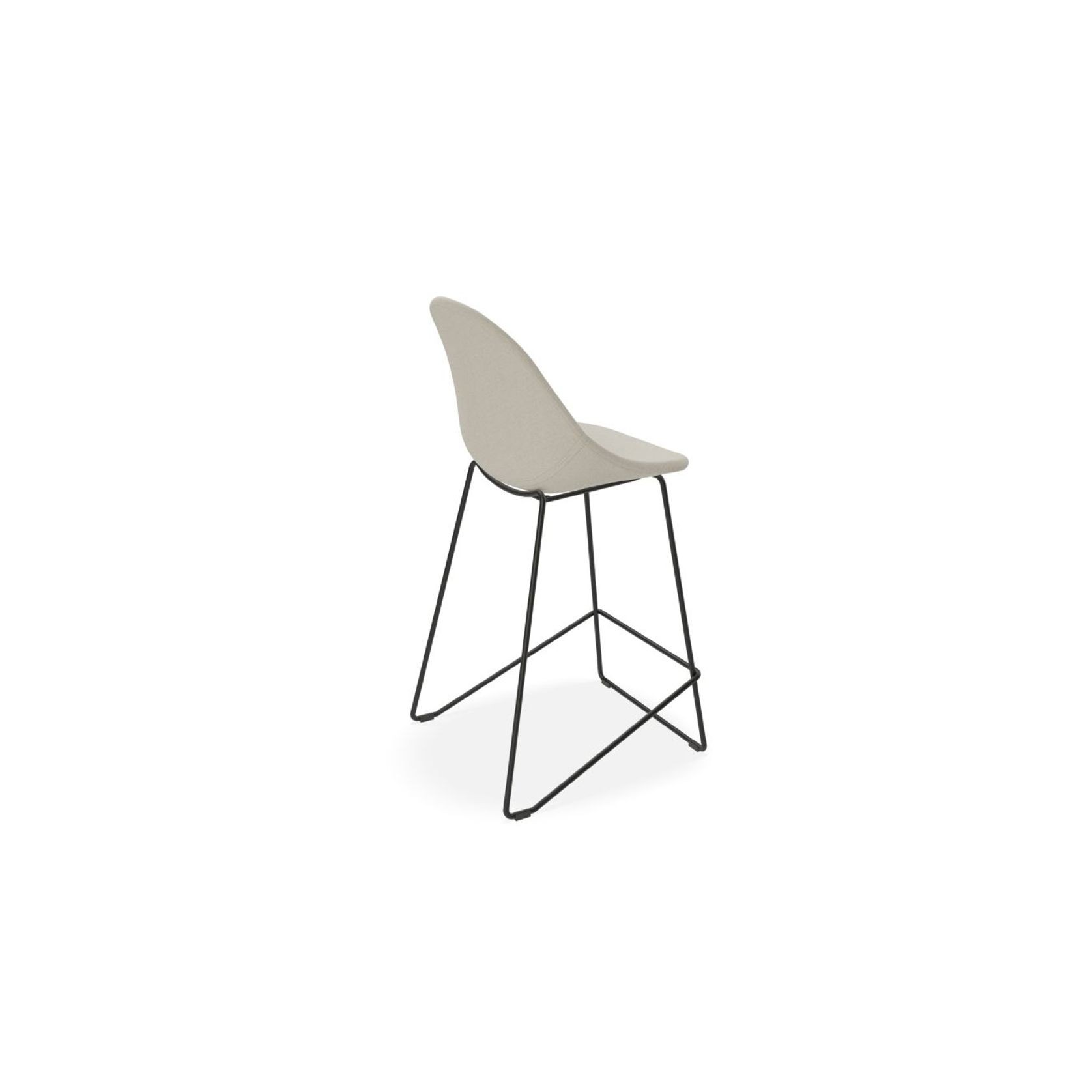 Pebble Fabric Light Grey Upholstered Stool - Bar Stool 75cm Seat - Black Frame gallery detail image