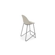 Pebble Fabric Light Grey Upholstered Stool - Bar Stool 75cm Seat - Black Frame gallery detail image