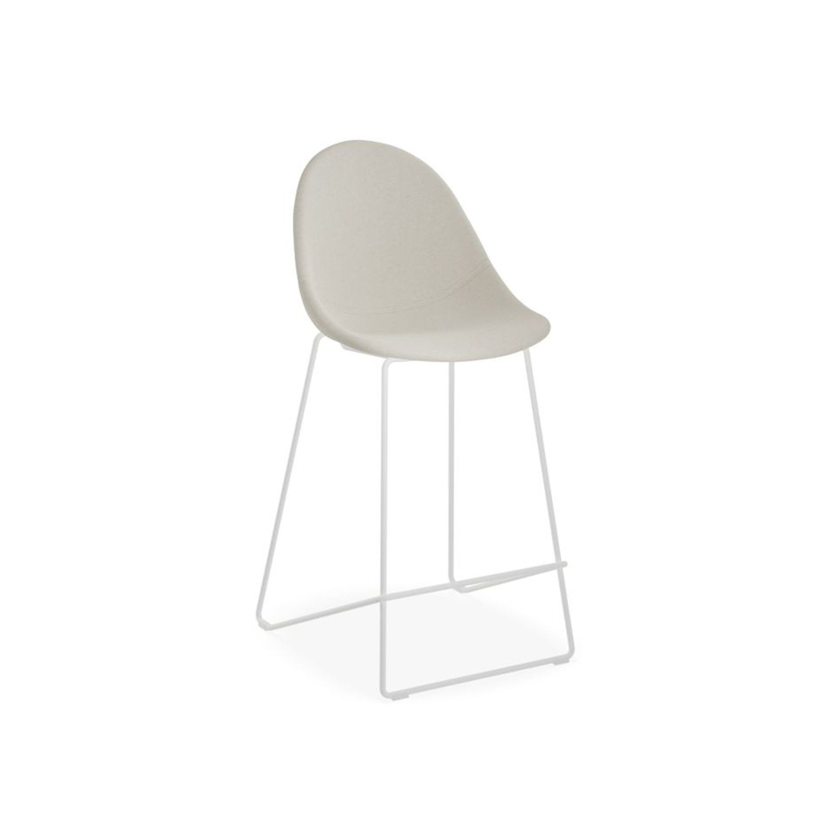 Pebble Fabric Light Grey Upholstered Stool - Bar Stool 75cm Seat - White Frame gallery detail image