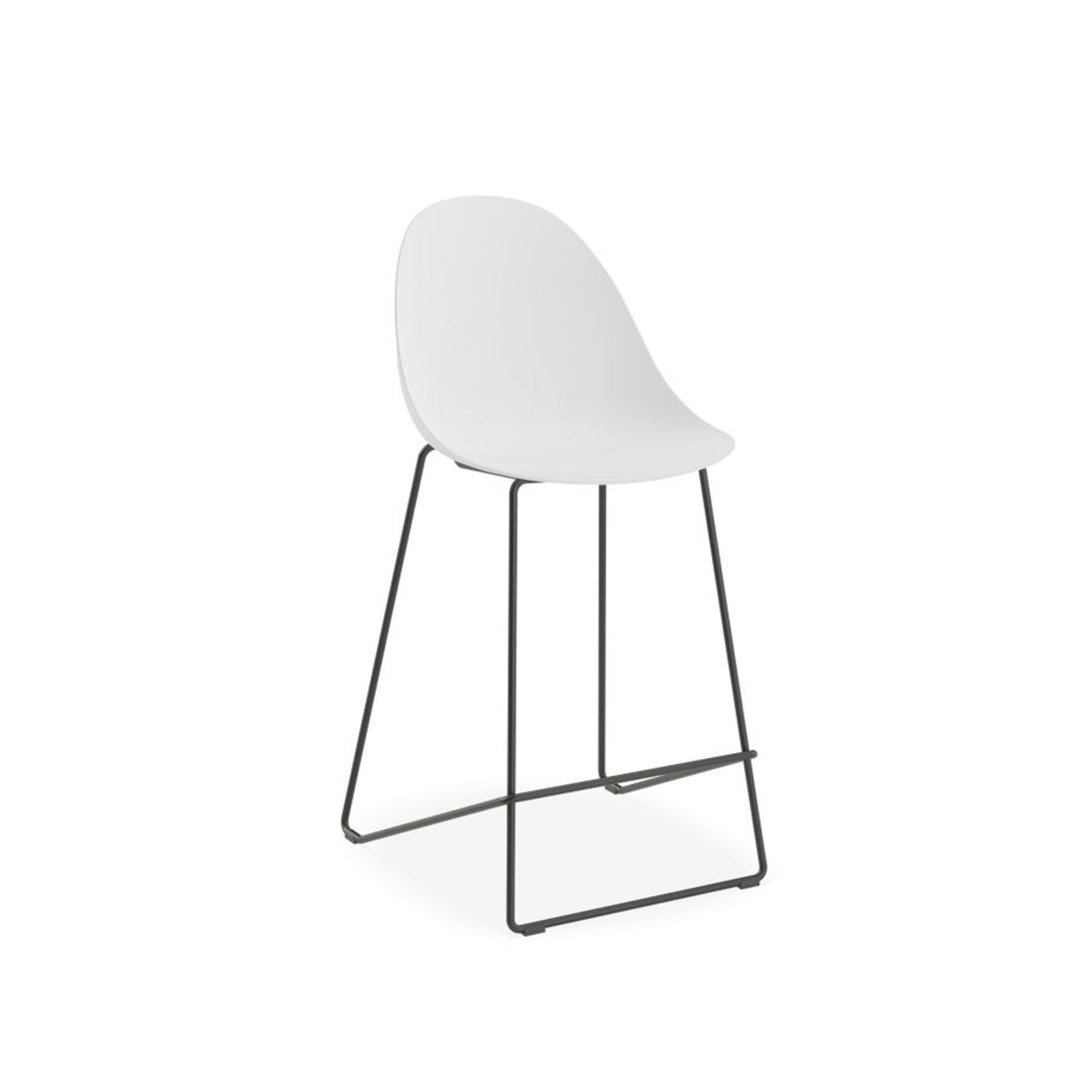 Pebble White Stool Shell Seat - Counter Stool 65cm Seat Height - White Frame gallery detail image