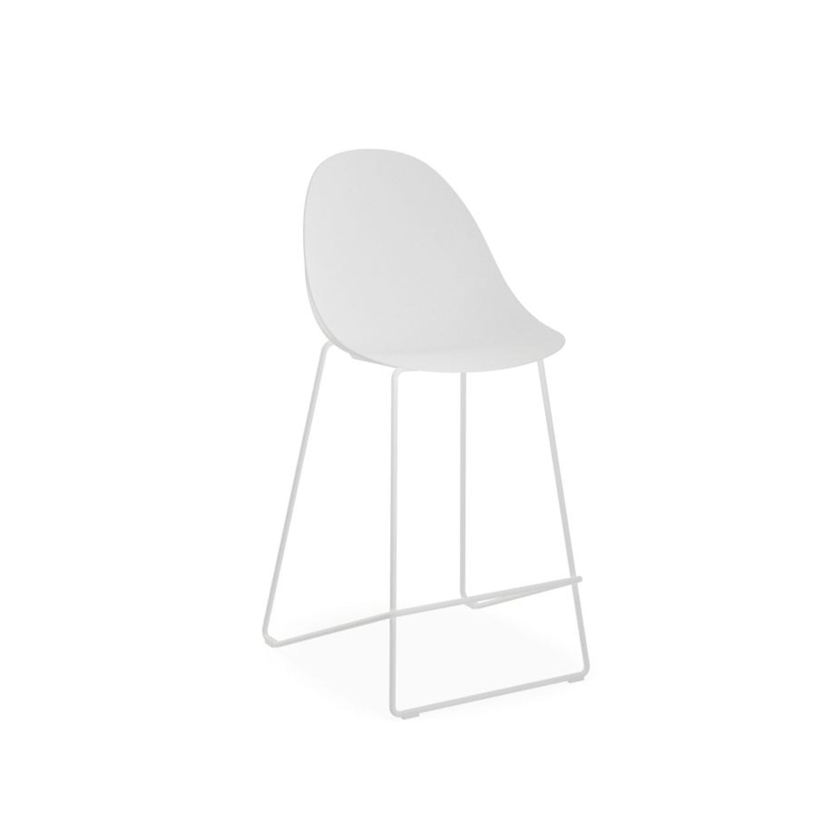 Pebble White Stool Shell Seat - Counter Stool 65cm Seat Height - White Frame gallery detail image