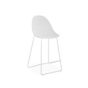 Pebble White Stool Shell Seat - Counter Stool 65cm Seat Height - Black Frame gallery detail image