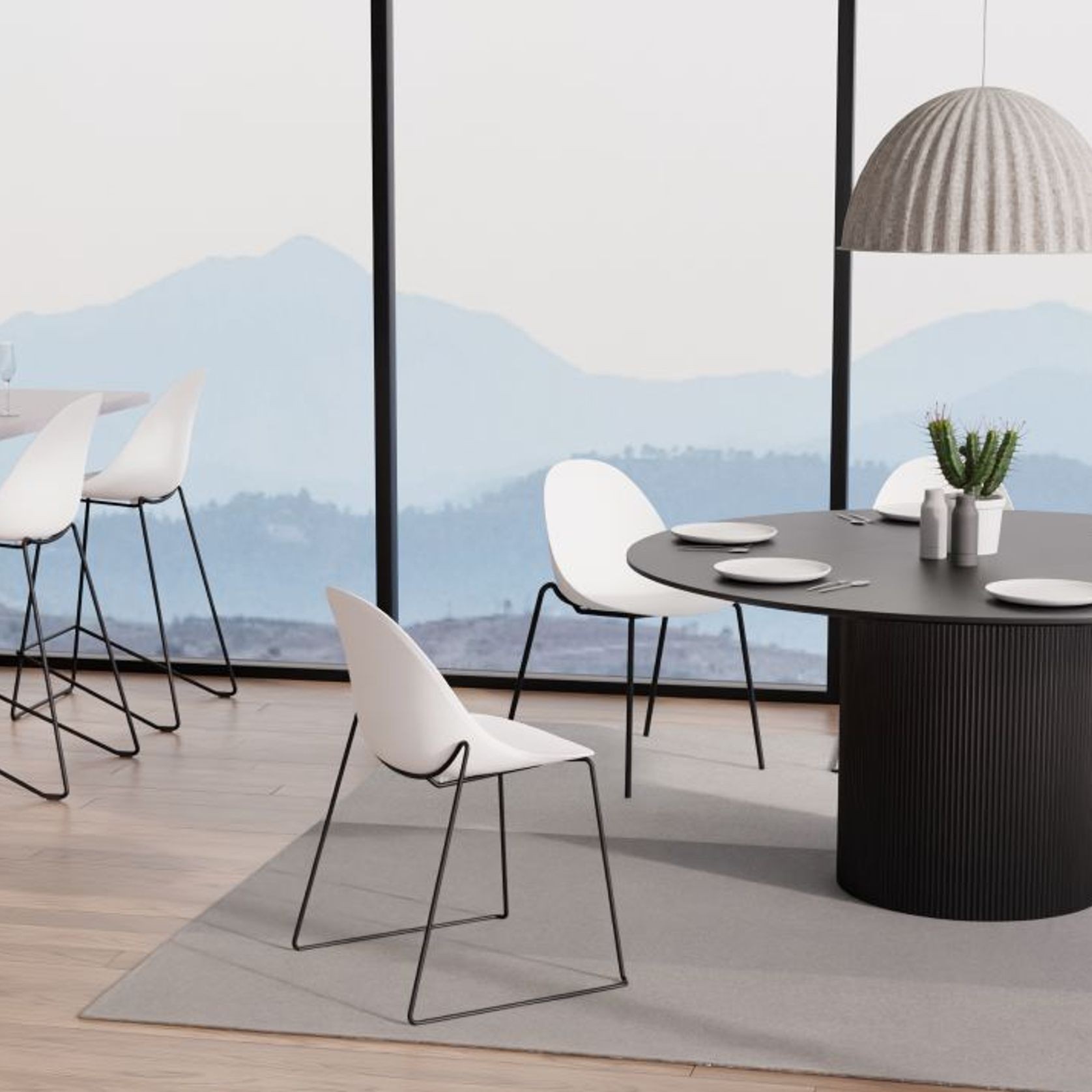 Pebble White Stool Shell Seat - Counter Stool 65cm Seat Height - White Frame gallery detail image