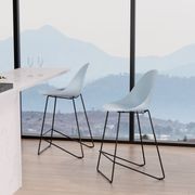 Pebble Blue Stool Shell Seat - Bar Stool 75cm Seat - Black Base gallery detail image