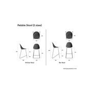 Pebble Fabric Light Grey Upholstered Stool - Bar Stool 75cm Seat - Black Frame gallery detail image
